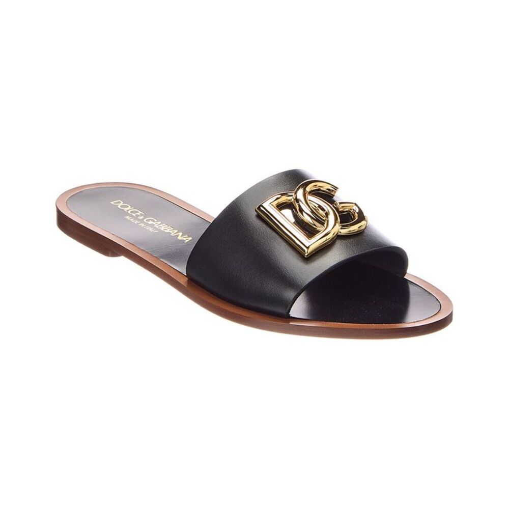 Dolce & Gabbana Dg Leather Sandal, Black